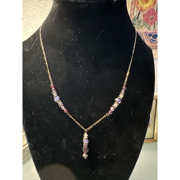 Vintage 14K GOLD-FILLED Genuine PEARL Crystal Pendant & 18.5 inch Chain Necklace - Picture 1 of 3
